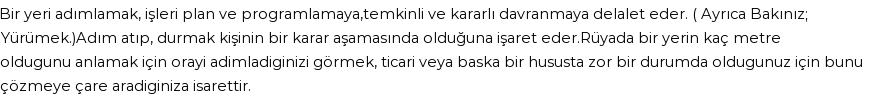 Derleme'ye Göre Rüyada Adım Adımlamak Görmek