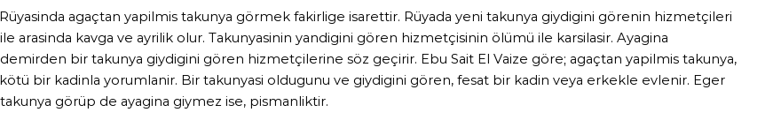 Derleme'ye Göre Rüyada Ağaç Takunya Görmek