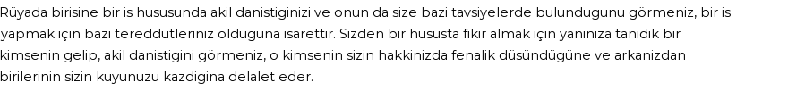 Derleme'ye Göre Rüyada Akıl Danışmak Görmek