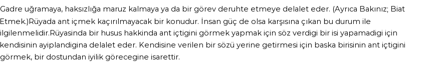 Derleme'ye Göre Rüyada Ant İçmek Görmek