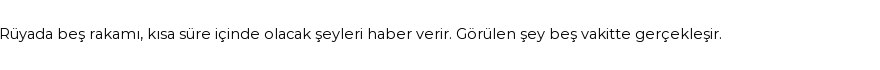 Derleme'ye Göre Rüyada Beş Görmek