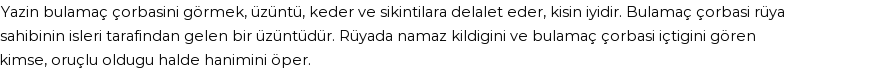 Derleme'ye Göre Rüyada Bulamaç Çorbası Görmek