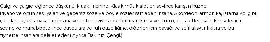 Derleme'ye Göre Rüyada Çalgı, Çalgı Aletleri Görmek