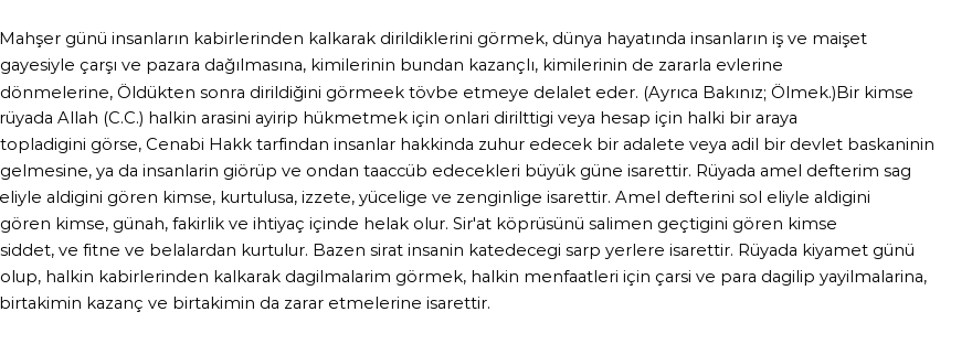 Derleme'ye Göre Rüyada Dirilmek Ve Kıyamet Günü Görmek