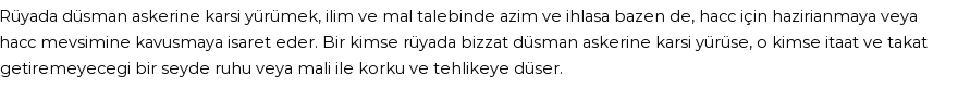 Derleme'ye Göre Rüyada Düşman Askerine Karşı Yürümek Görmek