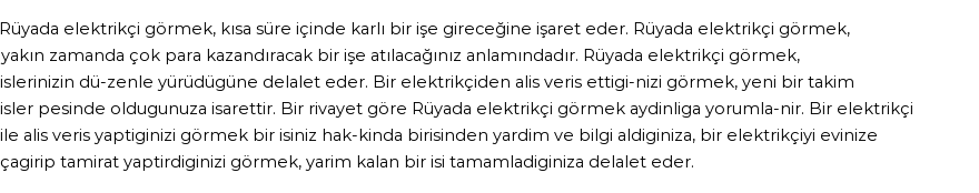 Derleme'ye Göre Rüyada Elektrikçi Görmek