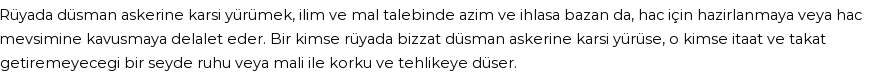 Derleme'ye Göre Rüyada Harpte Düşmana Karşı Yürümek Görmek