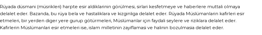 Derleme'ye Göre Rüyada Harpte Düşmanı Esir Etmek Görmek