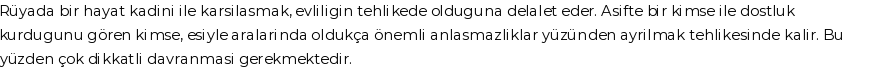 Derleme'ye Göre Rüyada Hayat Kadını Görmek