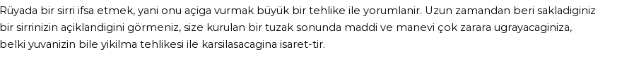 Derleme'ye Göre Rüyada İfşa Etmek Görmek