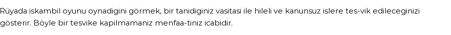 Derleme'ye Göre Rüyada İskambil Oynamak Görmek