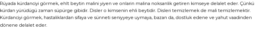 Derleme'ye Göre Rüyada Kürdancı Görmek