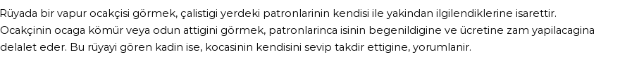 Derleme'ye Göre Rüyada Ocakçı Görmek