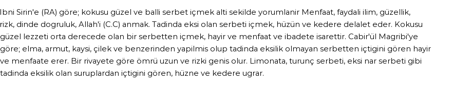 Derleme'ye Göre Rüyada Şerbet İçmek Görmek