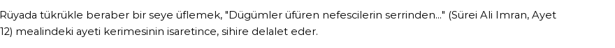 Derleme'ye Göre Rüyada Tükürükle Üflemek Görmek