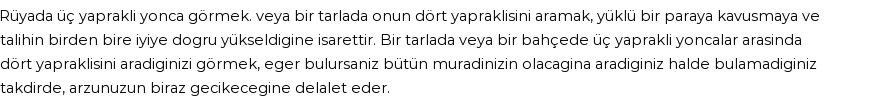 Derleme'ye Göre Rüyada Üç Yapraklı Yonca Görmek