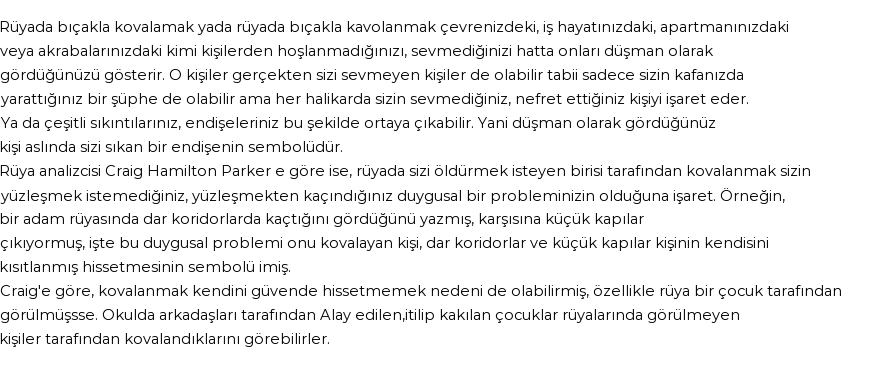 Derleme2'e Göre Rüyada Bıçakla Kovalama Görmek