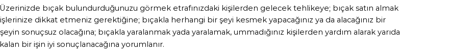 Derleme2'e Göre Rüyada Bıçakla Yaralama Görmek