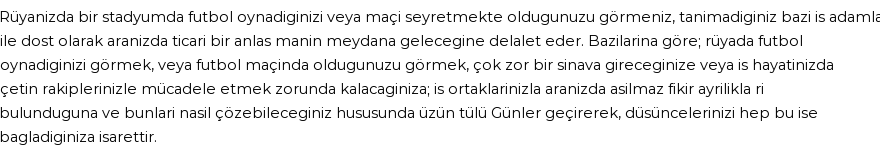 Derleme2'e Göre Rüyada Futbol Oynamak Görmek