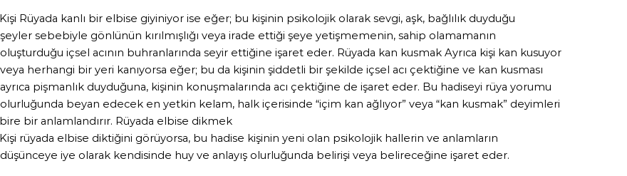 Derleme2'e Göre Rüyada Kanlı Elbise Giymek Görmek