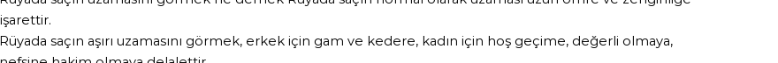 Derleme2'e Göre Rüyada Saçın Uzaması Görmek