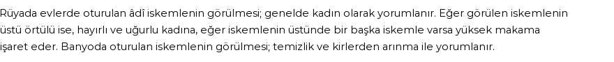 Diyanet'e Göre Rüyada Adi İskemle Görmek