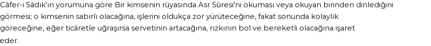 Diyanet'e Göre Rüyada Asr Suresi Görmek