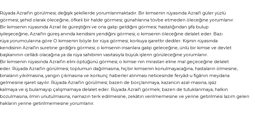 Diyanet'e Göre Rüyada Azrail (a.s.) Görmek