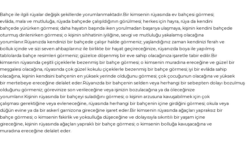 Diyanet'e Göre Rüyada Bahçe Görmek