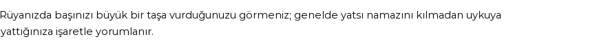 Diyanet'e Göre Rüyada Başını Taşa Vurmak Görmek