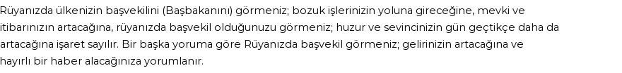 Diyanet'e Göre Rüyada Başvekil Görmek