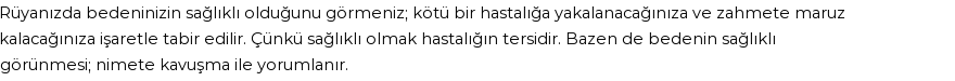 Diyanet'e Göre Rüyada Beden Sağlığı Görmek