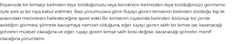 Diyanet'e Göre Rüyada Belinden Bölünmek Görmek