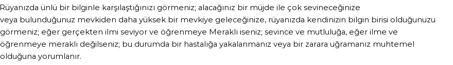 Diyanet'e Göre Rüyada Bilgin Görmek