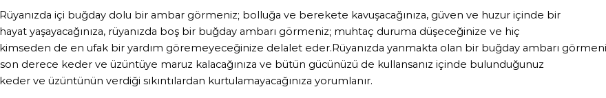 Diyanet'e Göre Rüyada Buğday Anbarı Görmek