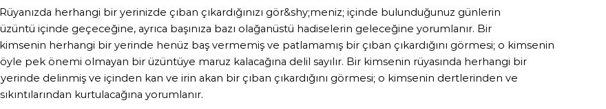 Diyanet'e Göre Rüyada Çıban Çıkarmak Görmek