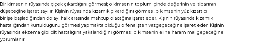 Diyanet'e Göre Rüyada Çiçek, Kızamık, Egzema Görmek