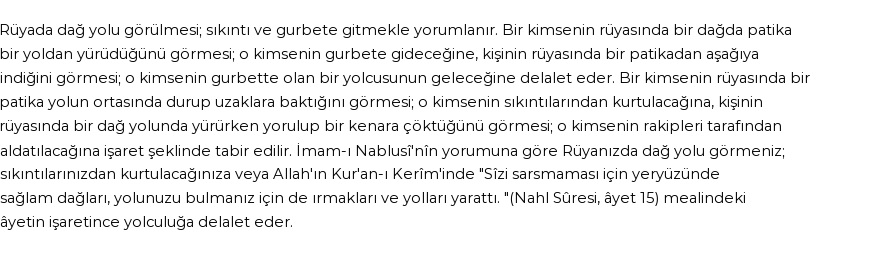 Diyanet'e Göre Rüyada Dağ Yolu Görmek