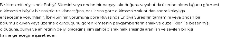 Diyanet'e Göre Rüyada Enbiya Suresi Görmek