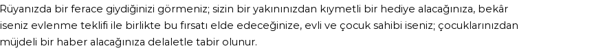 Diyanet'e Göre Rüyada Ferace Giyinmek Görmek