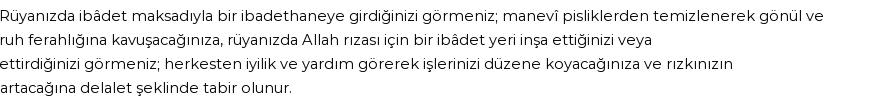 Diyanet'e Göre Rüyada İbadethane Görmek