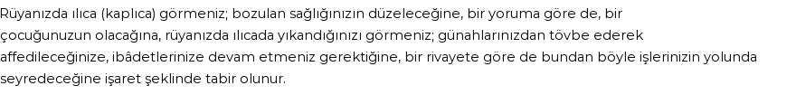 Diyanet'e Göre Rüyada Ilıca Görmek