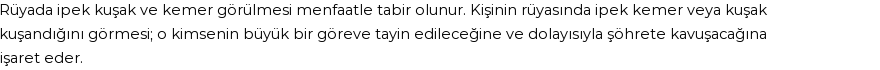 Diyanet'e Göre Rüyada İpek Kuşak Ve Kemer Görmek