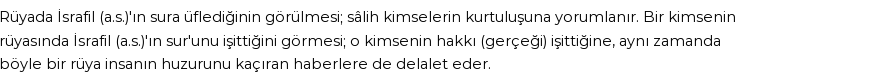 Diyanet'e Göre Rüyada İsrafil (a.s.)`ın Suru Görmek