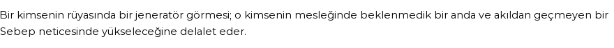 Diyanet'e Göre Rüyada Jeneratör Görmek