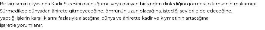 Diyanet'e Göre Rüyada Kadir Suresi Görmek