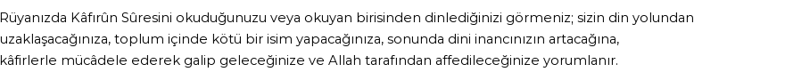 Diyanet'e Göre Rüyada Kafirun Suresi Görmek