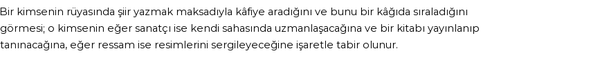 Diyanet'e Göre Rüyada Kafiye Görmek