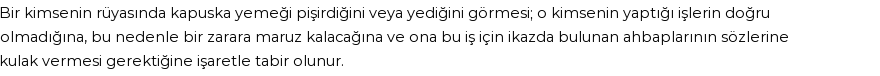 Diyanet'e Göre Rüyada Kapuska Görmek