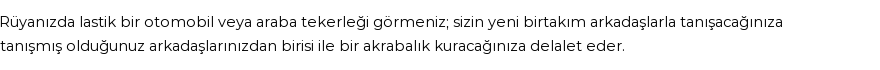 Diyanet'e Göre Rüyada Lastik Tekerlek Görmek